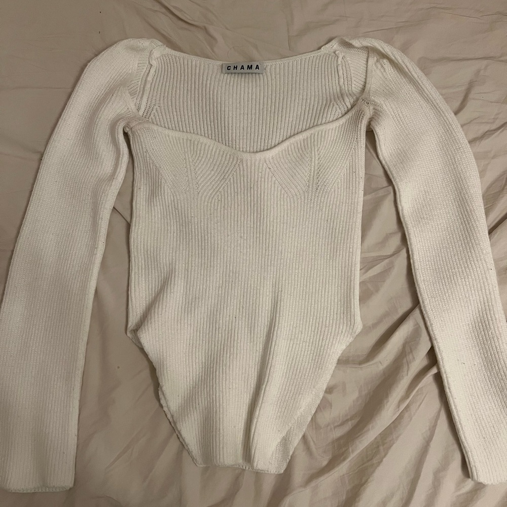 Chama brand, white knitted top. Size medium.